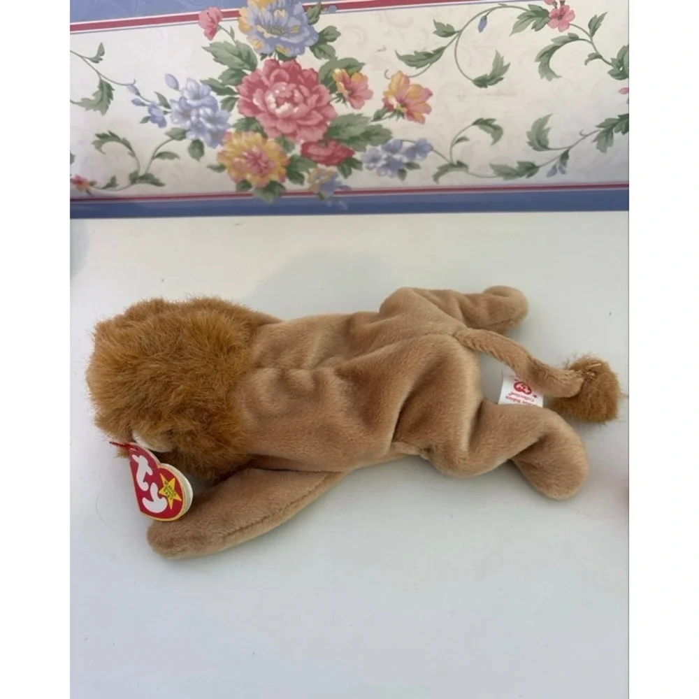 Ty Beanie Babies Lot Louie the Lion Pinky the Flamingo Bernie St Bernard Vintage